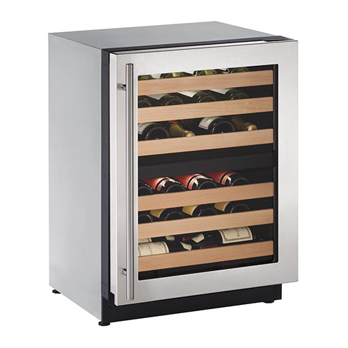 U-LINE 24  Wine Captain 43 Bottle Stainless Steel Wine Dual Zone Wine Cooler- Left Hinge