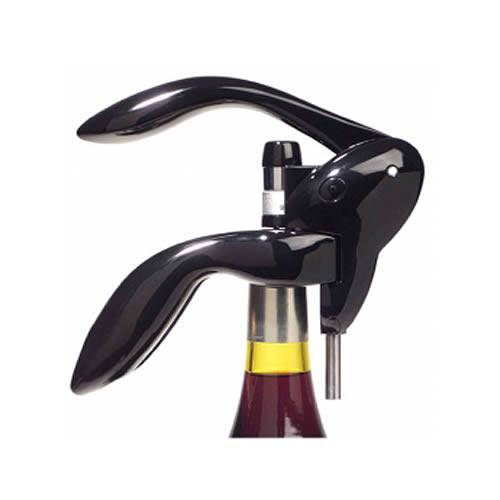 Metrokane Houdini Lever Style Corkscrew with Foil Cutter Shiny Black