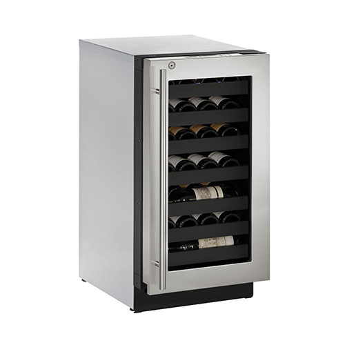 U-LINE 18  Wine Captain 31 Bottle Stainless Steel Wine Cooler with Lock- Left Hinge