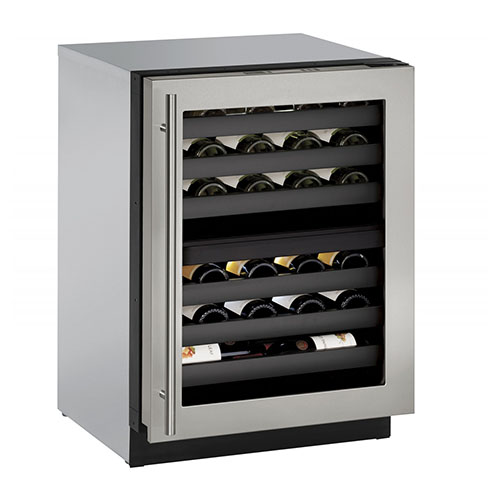 U-LINE 24  Wine Captain 43 Bottle Stainless Steel Dual Zone Wine Cooler- Left Hinge