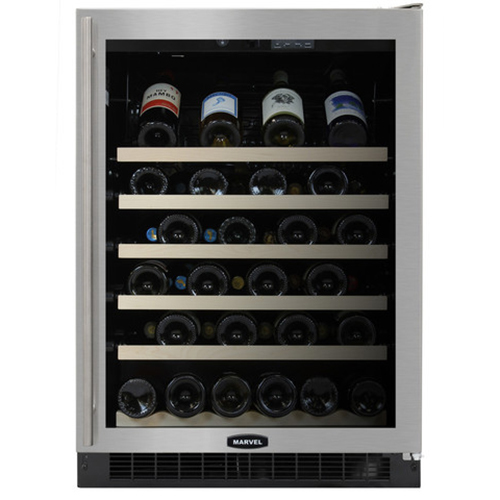 Marvel 24-Inch Wine Cellar with Black Cabinet & Stainless Steel Trim Glass Door