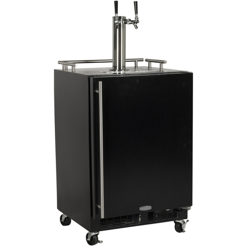 BuiltIn Full Size Twin Tap Mobile Kegerator Black Door Right Hinge