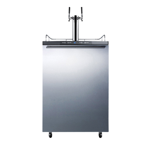 Commercial Dual Faucet Beer Kegerator Horizontal Handle Stainless Door