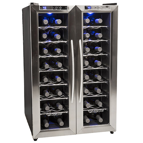 EdgeStar 32 Bottle Dual Zone Stainless Steel Wine Cooler w/ French Doors